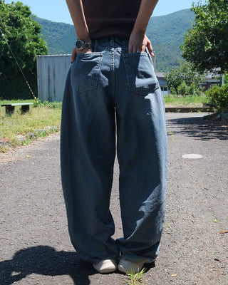 Wide striped denim pants