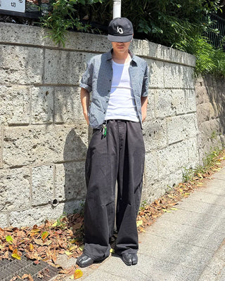 Small check half shirt