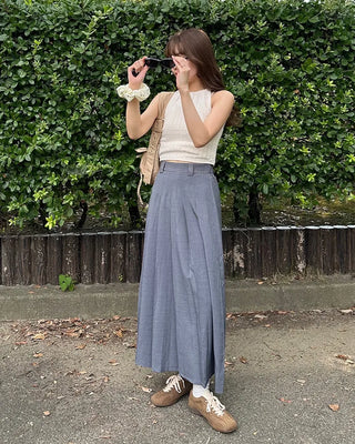 Knit halter neck gathered camisole