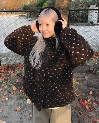 Dot fleece zip-up
