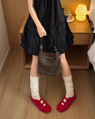 Leopard suede shoulder bag