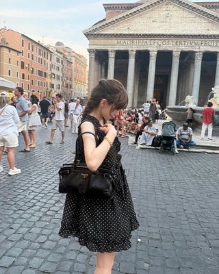 Polka dot tiered mini dress