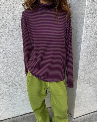 Turtleneck striped long-sleeve T-shirt