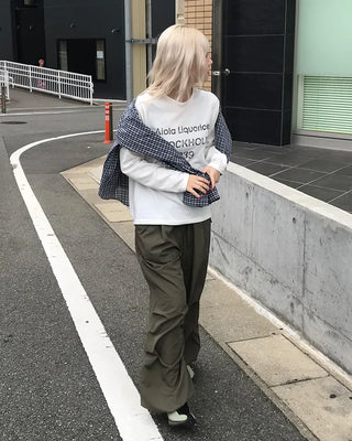 Nylon wide Joker pants
