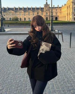 High-neck zip-up blouson