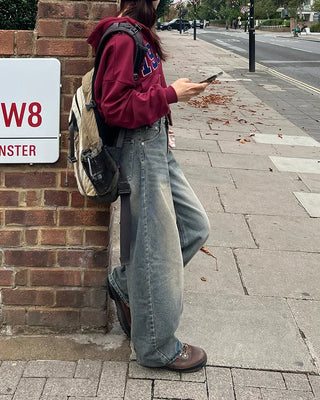Wide denim pants