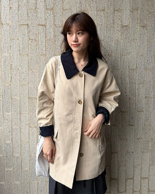 Loose-fit half trench coat