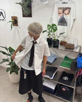 Multi-stripe half-sleeve shirt