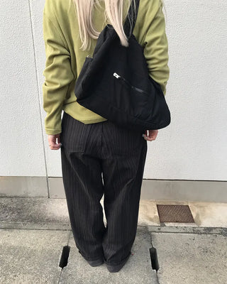Striped wide-leg denim pants
