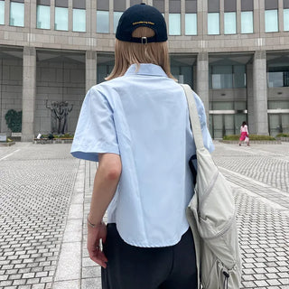 Plain cropped short-sleeved shirt