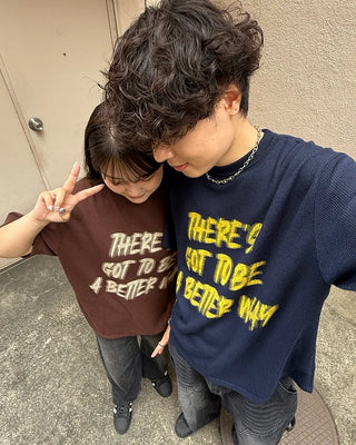(Unisex) Marker Lettering Knit Half T-Shirt