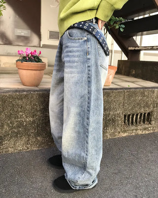 Wide denim pants