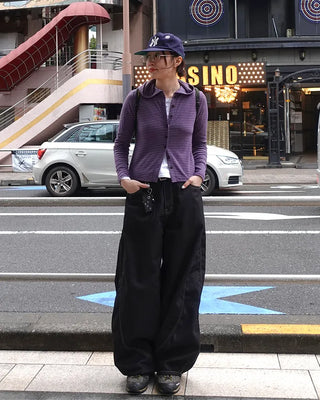 (Unisex) Color-block balloon denim pants