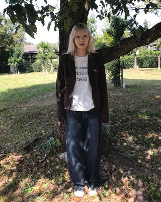 Corduroy short tailored jacket