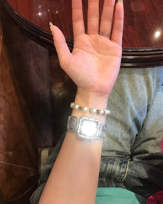Square Silver Star Handwatch