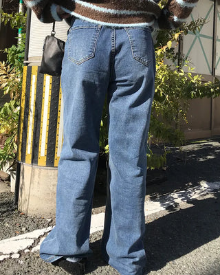 Straight denim pants