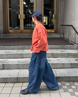 (Unisex) Washed Balloon Denim Pants