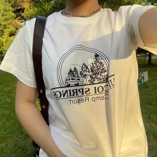Printed cropped short-sleeved T-shirt