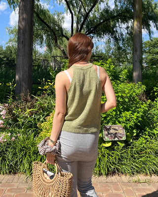 Halter neck knit tank top