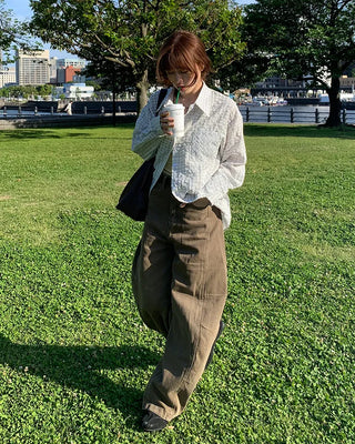 Wide-leg collar pants