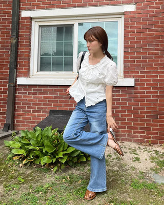 Flower embroidered blouse