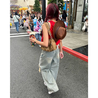Vintage wide-leg denim pants