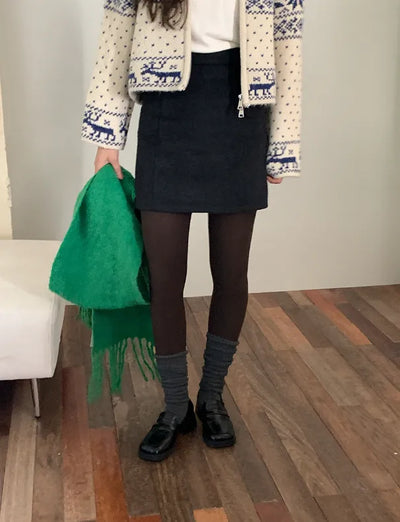 [Lined] Wool Mini Skirt