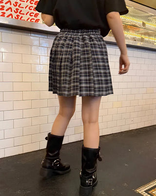 Checked pleated mini skirt