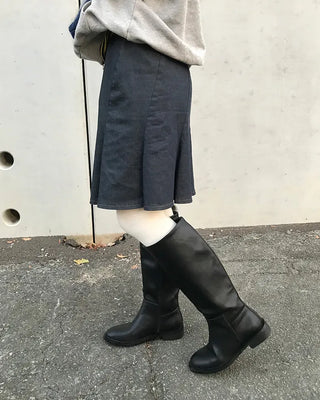 Leather long boots