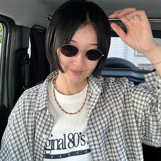 Checked sheer shirt