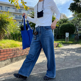 Wide denim pants