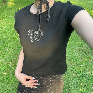 Cubic Ribbon Short-Sleeved T-Shirt