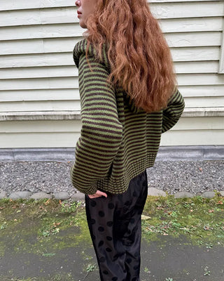Striped knit zip-up