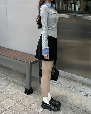 Corduroy pleated mini skirt