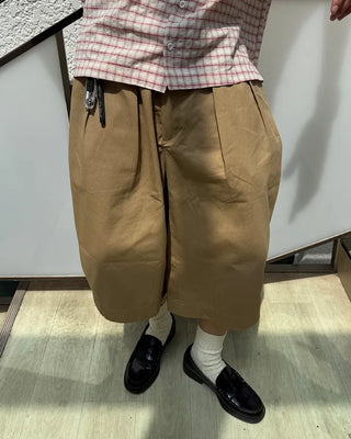 Pintuck Cotton Bermuda Shorts