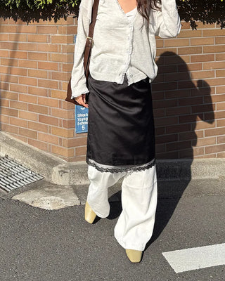 Back-belt wide-leg pants