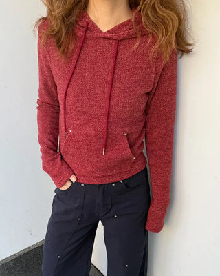 Slim-fit knit hoodie