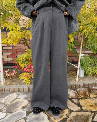 Brushed two-pleat wide slacks