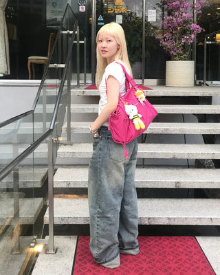 Wide denim pants