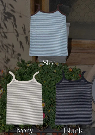 Waffle stripe sleeveless top (3c)