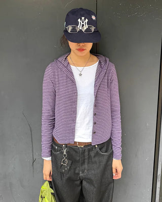 Colorful striped hooded parka