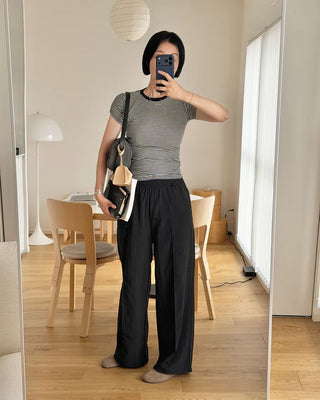 [1st Re-release] (ORIGINAL) Nylon Pintuck Wide Pants (black)