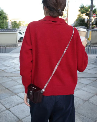 Zip-button knit cardigan