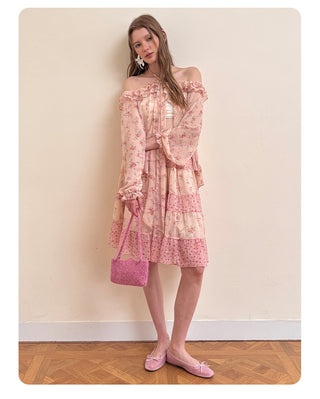 [NECY] Romance Floral Puff Chiffon Blouse