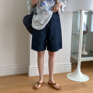 Low denim shorts