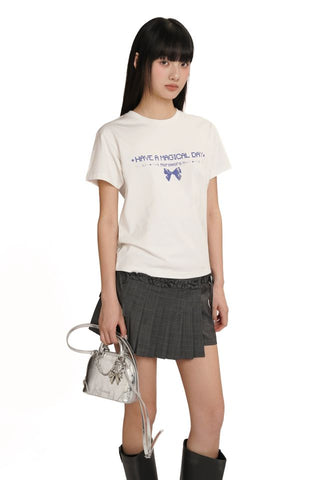 [moromoro2] Bow Print T-shirt