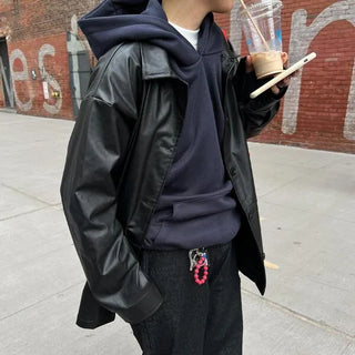 Long leather jacket