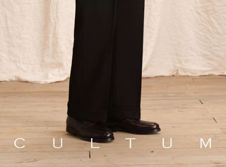 [CULTUM] Double Pleat Straight Leg Trousers