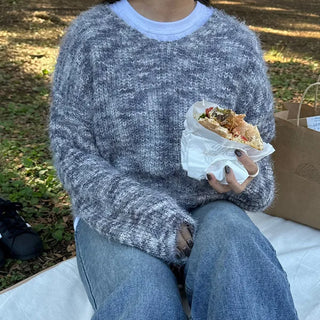 V-neck gradient knit