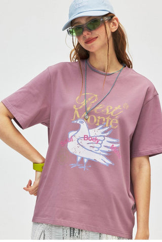 [Monterest] Washed Peace Dove Print T-Shirt